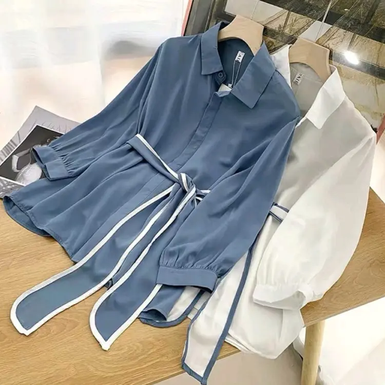 Vallina Outfit - Mika Shirt Blouse Plained Atasan Kemeja Wanita Korean Style Muslim Premium