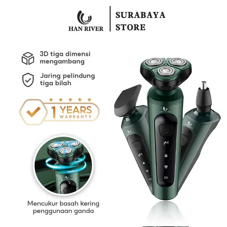 HAN RIVER Alat Cukur Rambut 3 in 1 Shaver Listrik Portable HRTXD02