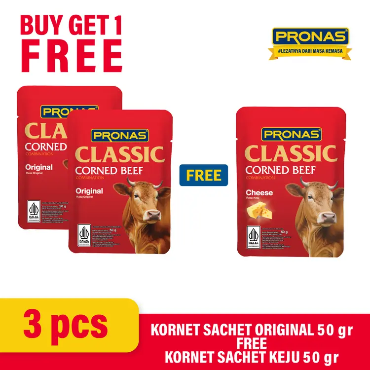 PRONAS Kornet Sapi Sachet 50g (2pc) Free Kornet Sachet Keju 50 g (1pc)