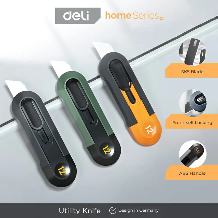 Deli Tools Home Series Mini Extenable Knife/ Cutter SK5 Blade ABS 12m / HT4007 / HT4007C / HT4007L