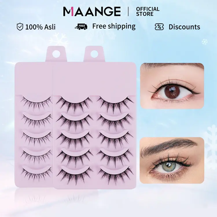 MAANGE 5 Pasang Bulu Mata Palsu Alami 3D Peri Putri Komik Pendek Harian Bulu Mata Palsu Alat 1464