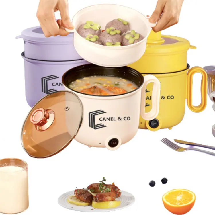 CANEL & CO Goreng Panci Listrik Multifunctional Electric Frying Pan Panci Listrik Lapisan Teflon/Panci Listrik Multifungsi Free Kukusan / Steamer  Lapis Keramik Teflon