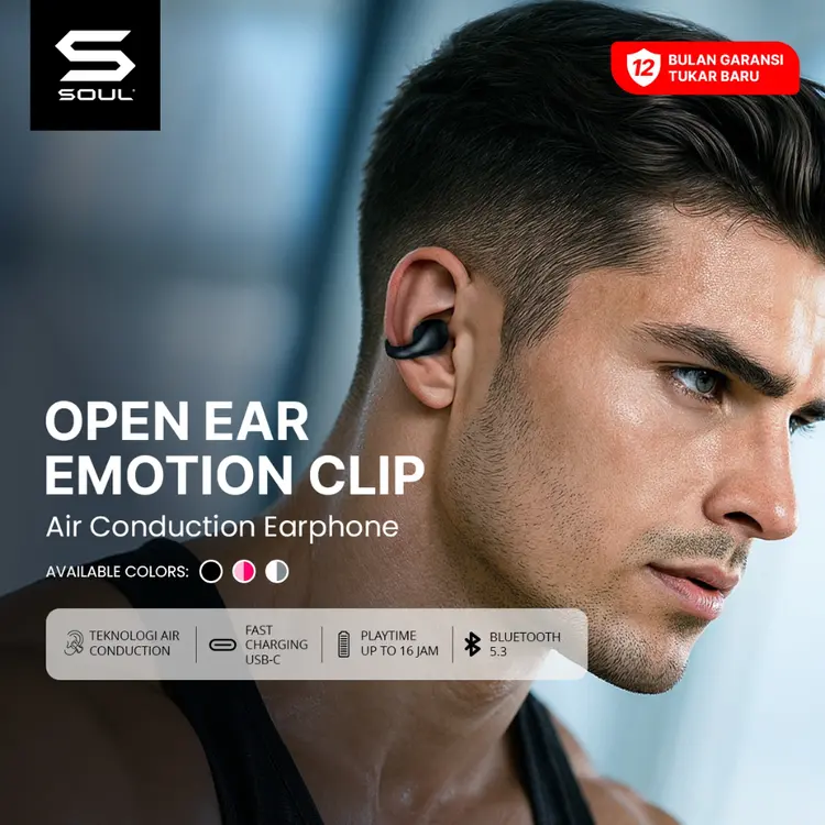 SOUL Open Ear Emotion Clip Air Conduction Earphone Ultra Lightweight Sport Headset Bluetooth