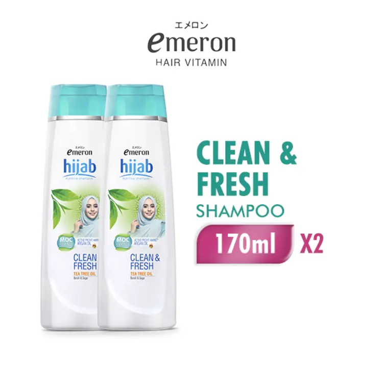[Paket isi 2] Emeron Shampoo Hijab Clean & Fresh Botol 170ml