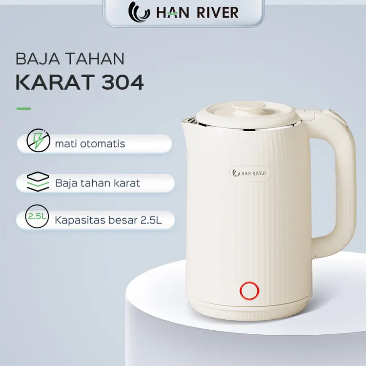 Han River ketel listrik/ Electric Kettle Low Watt Teko Listrik Pemanas Air 2.5 L kapasitas besar