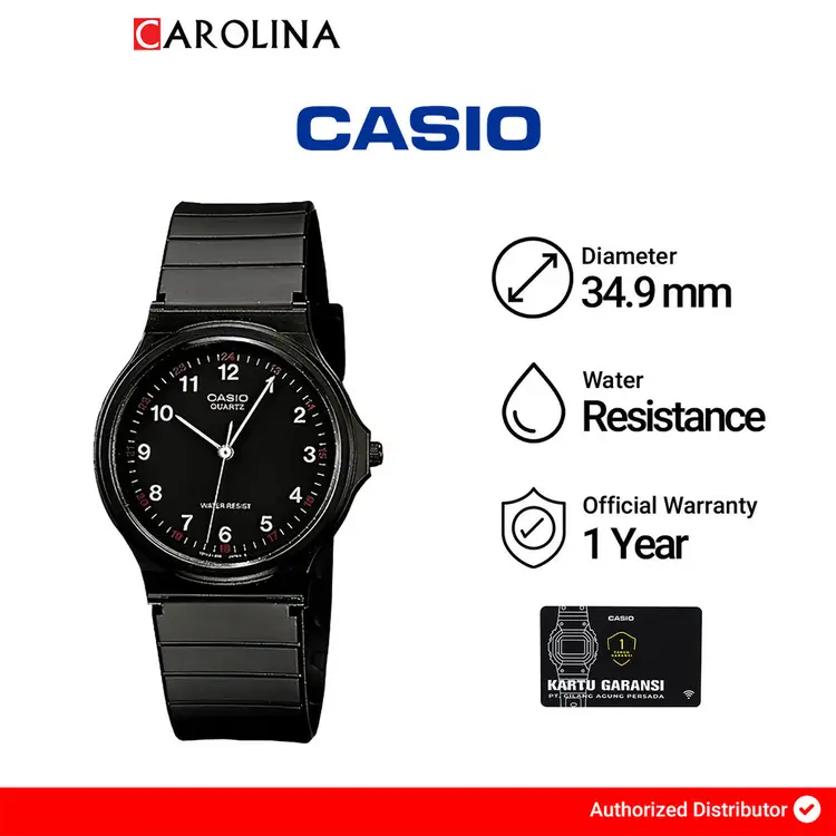 Jam Tangan Pria Casio General MQ-24-1B Classic Black Dial Black Resin Band