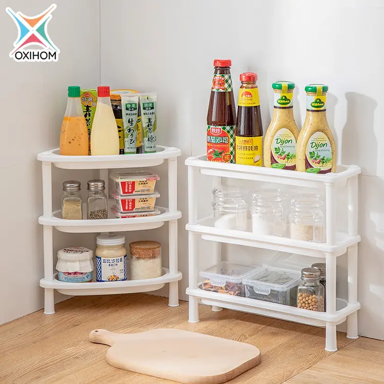 Oxihom Rak Dapur Rak Susun Plastik Rak Bumbu Rak Kamar Mandi Rak Plastik