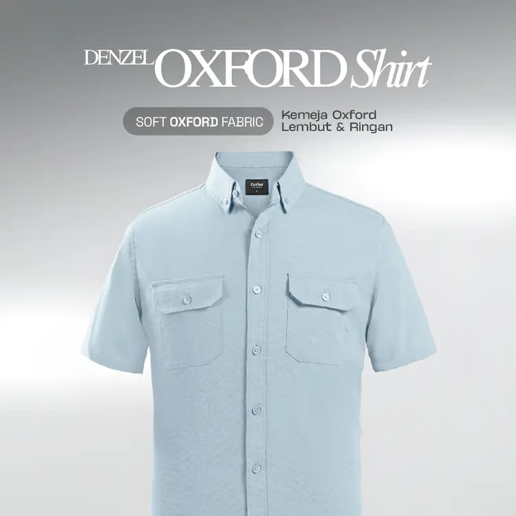 CUTOFF Denzel Oxford Workshirt Kemeja Kerja Polos Pria Pendek