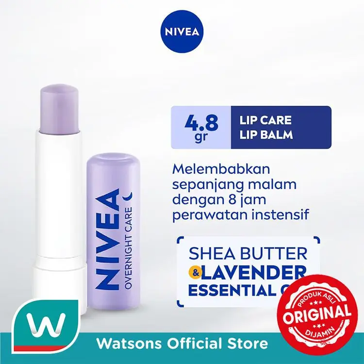 Nivea Lip Balm Overnight Care Lavender Essential Oil 4.8gr