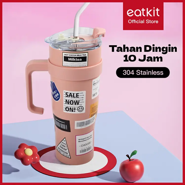 Eatkit Tumbler 1200ml Stainless Steel 304 Botol Minum Tahan Panas Dan Dingin Mug Portable Bpa Free