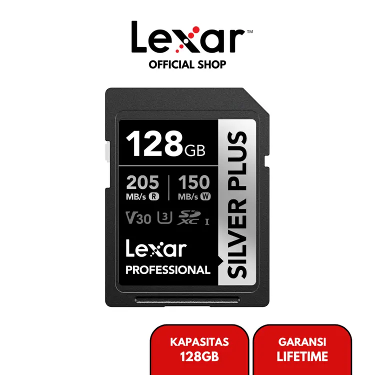 Lexar Professional SDXC Silver Plus UHS-I Up to 205MB/s - 128GB