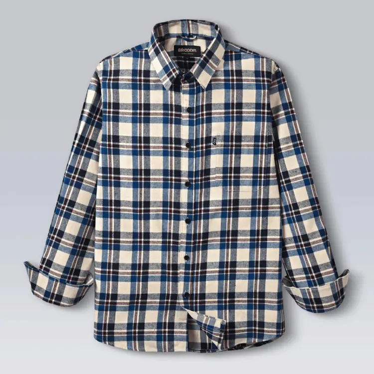 Broodis Kemeja Flannel White Montey Lengan Panjang