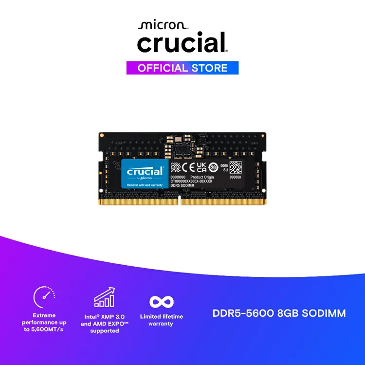 Crucial SODIMM DDR5 8GB 16GB 32GB 48GB 5600Mhz CL46 Memory Laptop RAM Notebook