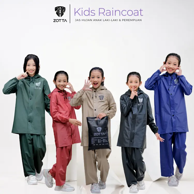 Zotta Jas Hujan Anak Berkualitas Anti Rembes Stelan Baju Celana Bahan Tebal
