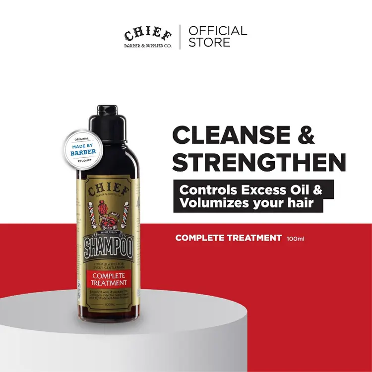 Chief Shampoo Complete Treatment 100 ml – Kontrol Minyak & Nutrisi Mendalam – Avocado Oil & Collagen – Untuk Perawatan Rambut