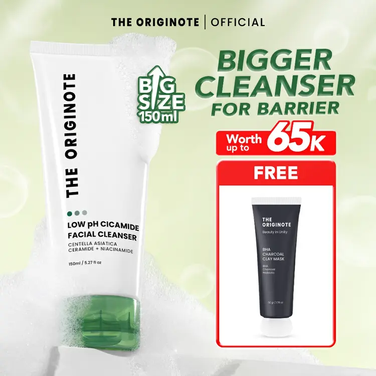 The Originote - Facial Cleanser Low pH l | Facial Wash Cicamide Pembersih Wajah Melembabkan Kulit Ceramide Niacinamide Barrier Brightening Whitening Face Wash Sabun Cuci Muka Pembersih Wajah Clean Glowing Cleansing Centella Asiatica