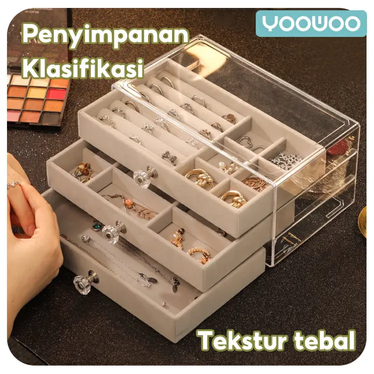 tempat perhiasan kotak penyimpanan /kotak accesories / jewelry box /kotak emas /Jewel box acrylic