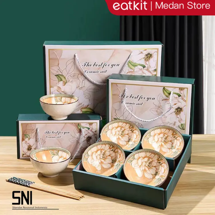 [Medan Ready Stock] [SNI] Eatkit Hampers Mangkok Gift Set | Hampers Mangkuk Keramik Cantik | Mangkuk Korea Aesthetic