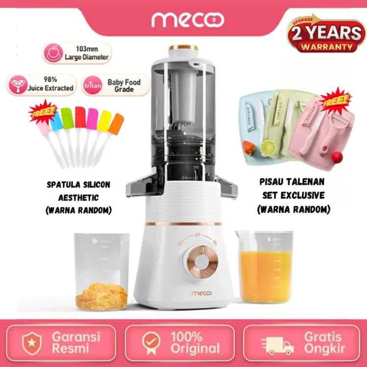 Mecoo Slow Juicer Aesthetic Extra Big Mouth Easy Juice Filter-Free Easy Clean 100 Low Watt BPA Free