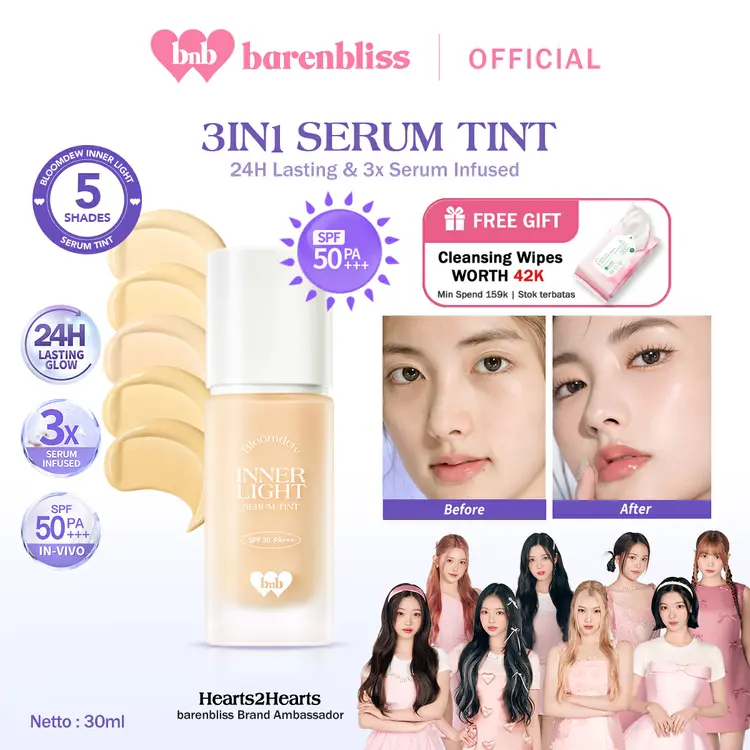 barenbliss: Barenbliss Bloomdew Inner Light Serum Tint | Tinted Serum, Glowy & Dewy Finish, 24H Long-Lasting, MN0 Primrose