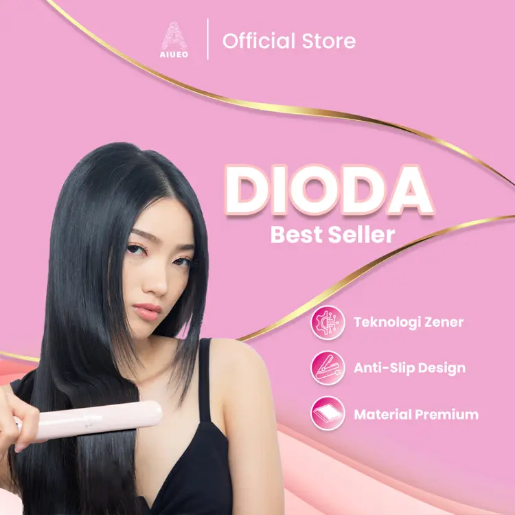 AIUEO Catokan Rambut 517 Dioda Alat Catok Rambut 3in1 Plat Kecil 35 Watt Kabel Putar Warna Pink