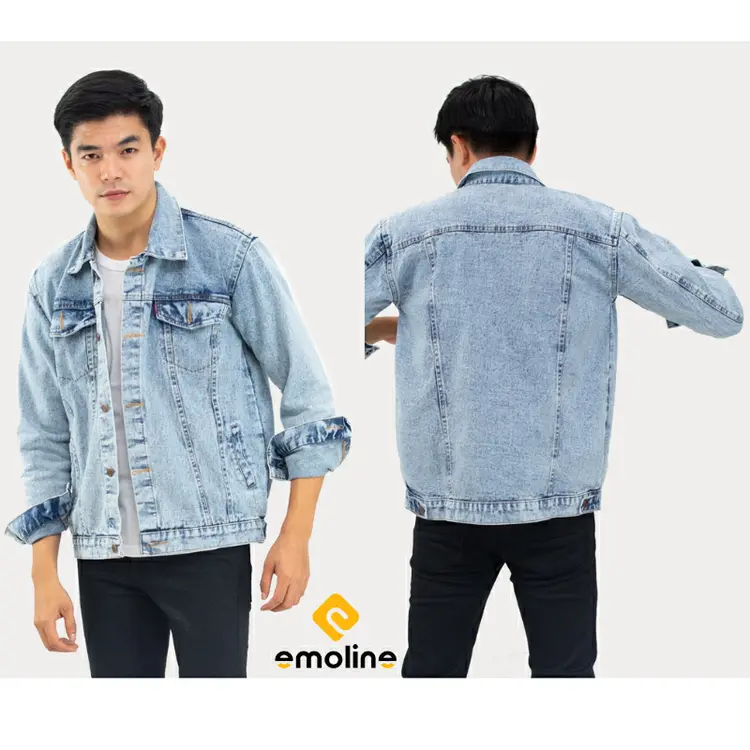 EMOLINE Jaket Jeans Pria Denim Tebal High Quality All Varian