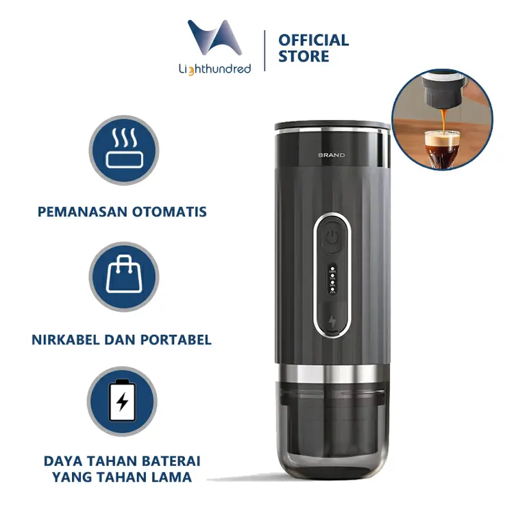 Lighthundred Mesin Kopi Otomatis Alat Pemanas / Electric Espresso Maker / Portable Elektrik Coffee Maker