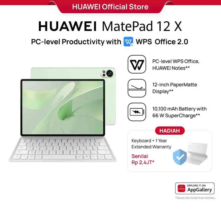 HUAWEI MatePad 12 X Tablet | PC-level WPS Office | PaperMatte Display | GoPaint | 66 W SuperCharge