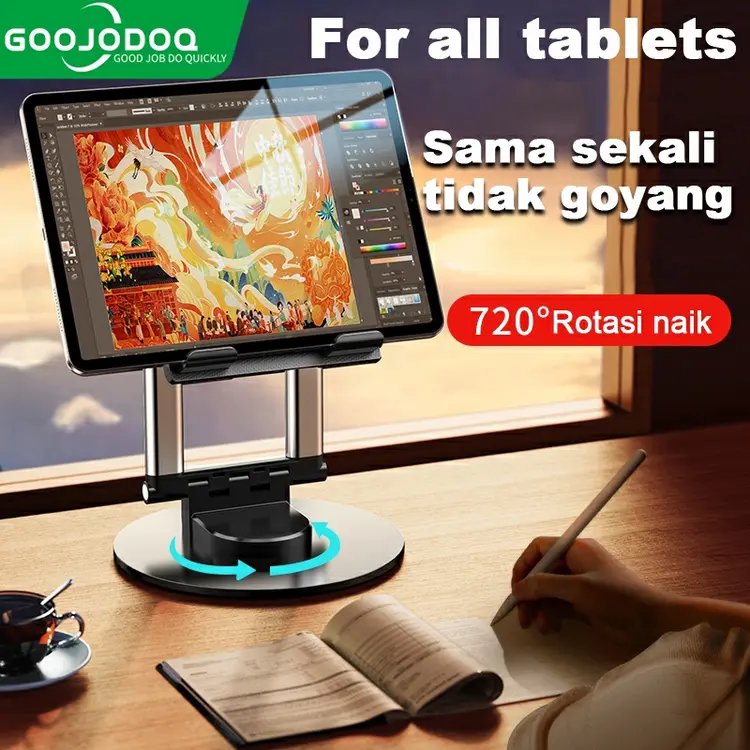 Goojodoq Tablet Bracket Lipat Desktop 360 degree rotatable Malas Live Komputer Teleskopik Bracket Ponsel Logam Sudut Yang