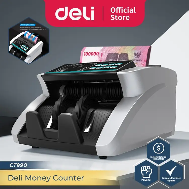 Deli Money Counter Mesin Penghitung Uang Bill Counter CT990 