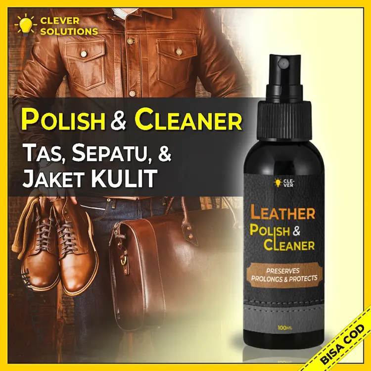 Clever Solutions - LEATHER POLISH & CLEANER Pembersih Tas Jaket Sepatu Kulit, Semir Tas Jaket Sepatu Kulit Anti Jamur
