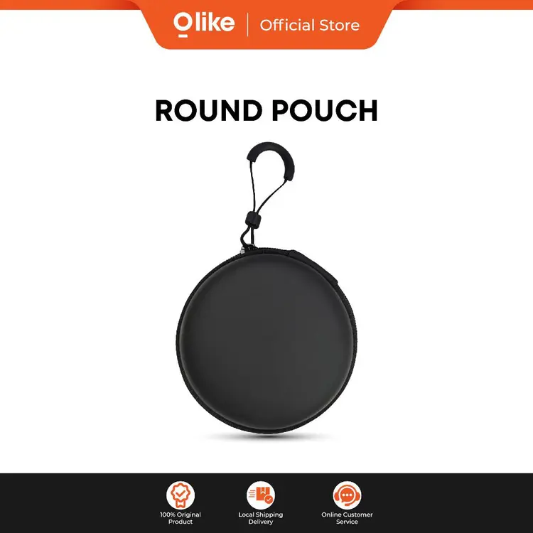 OLIKE Pouch Serbaguna Model Bulat (Round) – Tempat Penyimpanan TWS, Powerbank, Mini Fan, Charger & Kabel Data