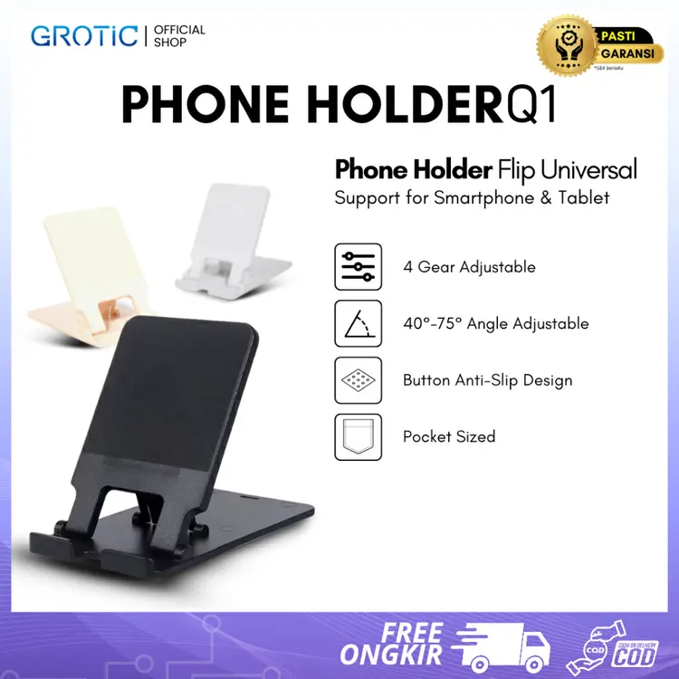 GROTIC Phone Holder Q1 Dudukan Handphone Lipat Universal Phone Ipad Tablet