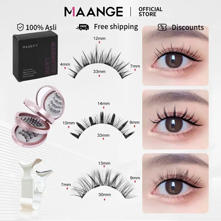 MAANGE Magnet Lashes Magnetic Eyelash Bulu Mata Palsu Instant Alat Kecantikan Eyelash 7730