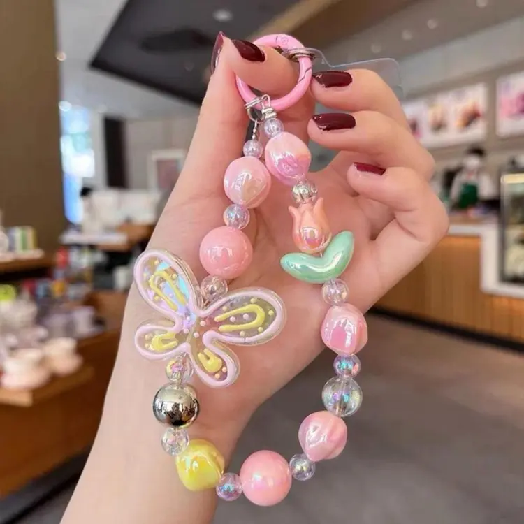 CHAIN CHARMS MANIK MANIK AESTHETIC STRIPE MUTIARA GAYA PERI PERGELANGAN TANGAN PORTABLE PREMIUM NEW RANTAI PONSEL Lanyard Telepon