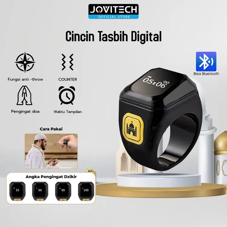 Jovitech Cincin Tasbih Digital Smart Zikr Ring LED Display Bluetooth Tasbeeh Counter Tahan Air - SR01