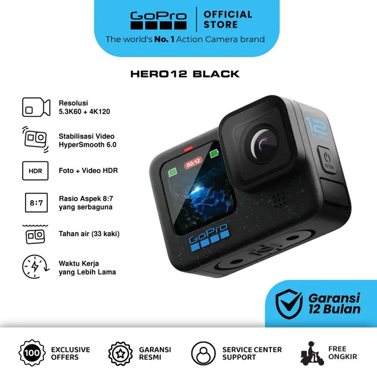 GoPro HERO12 Black - Action Camera HDR Video + 4K120 Resolution HyperSmooth 6.0