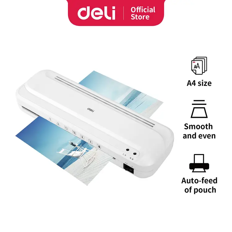 Deli Laminator. Kebisingan rendah Kisaran Laminasi 70-100mic  A4 Abu Abu Muda E2132
