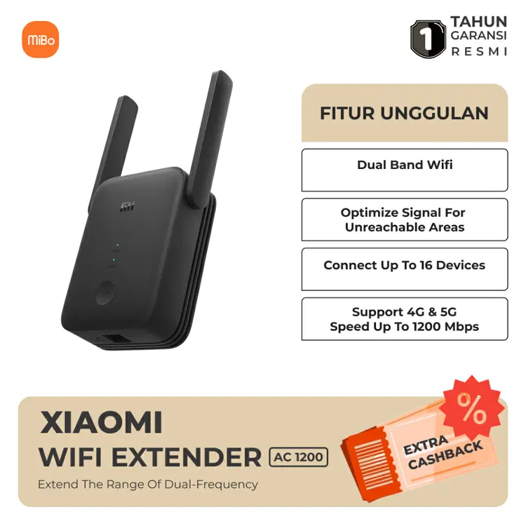 Xiaomi Mi WiFi Range Extender AC1200 Berkecepatan Tinggi Koneksi Stabil Pengaturan Mudah Garansi Resmi