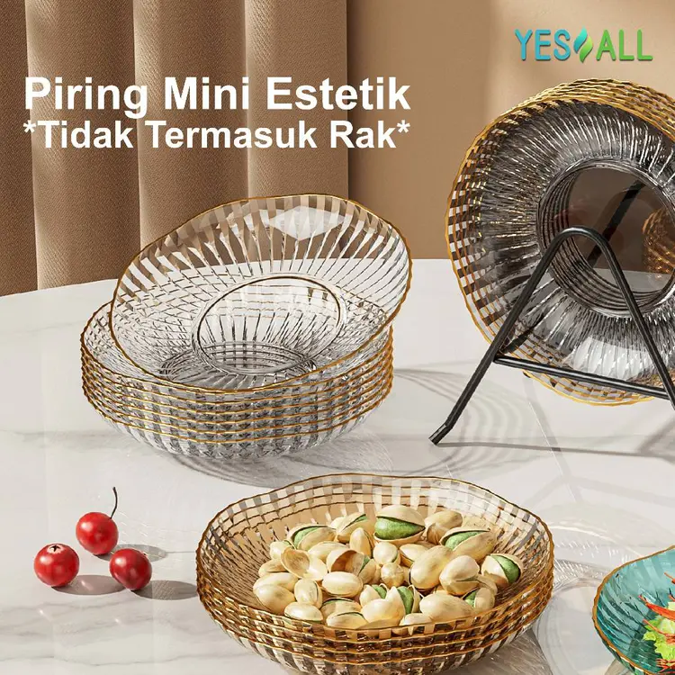 YESALL Piring Saji Kecil Mini 15,5cm - Lauk Pauk Buah Snack Aesthetic Serbaguna Piring Cantik Plastik Transparan Buah Kue Souvenir Estetik Plate Makanan Sushi Dim Sum Salad Buah Dessert Mewah Piring Plastik Lusinan Piring Bunga Piring Makan