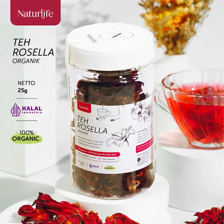 TEH BUNGA ROSELLA MERAH KERING by NATURLIFE PREMIUM 25G BUNGA ROSELLA TEA / ROSELA MERAH KERING / ANTI AGING & DETOKS KAYA VIT C / UNTUK DIET / NUTRIFARM / BEORGANIK / DARI BUMI / SAFIYA / KENCONO SARI