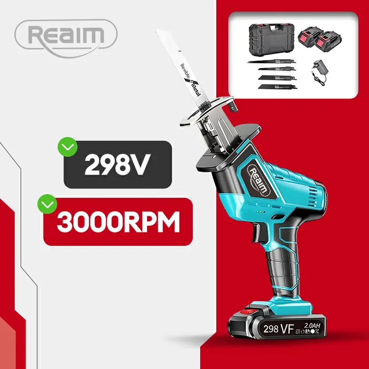 Reaim Cordless Reciprocating Saw 298V Gergaji Saw Cordless Gergaji Mesin Mini Chainsaw Cordless Portabel tanpa kabel gergaji Genggam
