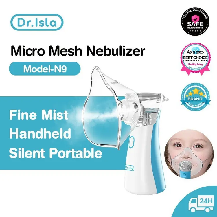 DR.ISLA Nebulizer Portable Mesh 4 Jenis Masker Filter Sesuai Dewasa Anak Mengobati Asma Dan Ketidaknyamanan Pernapasan Pengisian USB N9