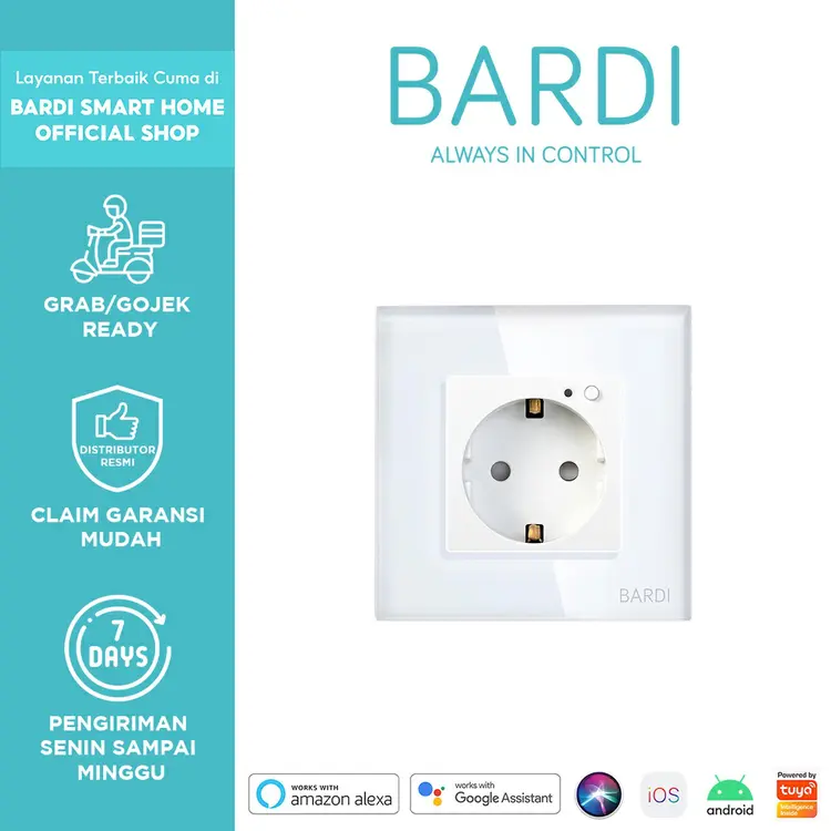 BARDI Smart Wall Socket Wifi EU White For Alexa Google Home Automation