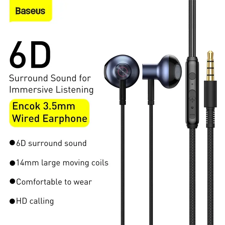 Baseus Encok H19 Wired Earphone Handsfree Headset Audio Jack 3.5mm