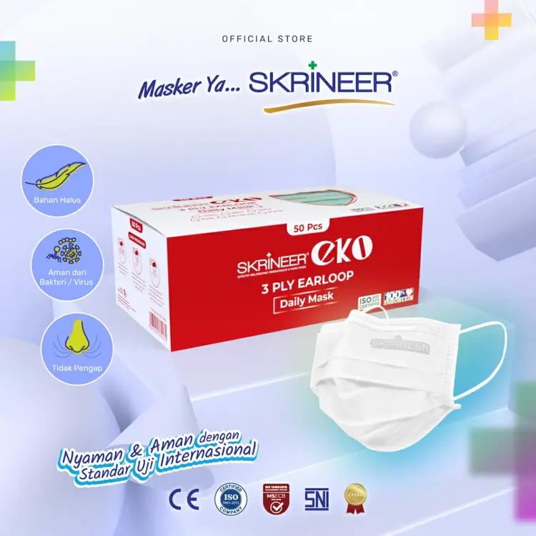 Skrineer Masker Earloop EKO 3ply 50 pcs Color