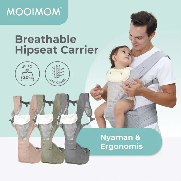 Gendongan Bayi Hipseat Tidak Gerah & Simple - Breathable Hipseat Carrier MOOIMOM