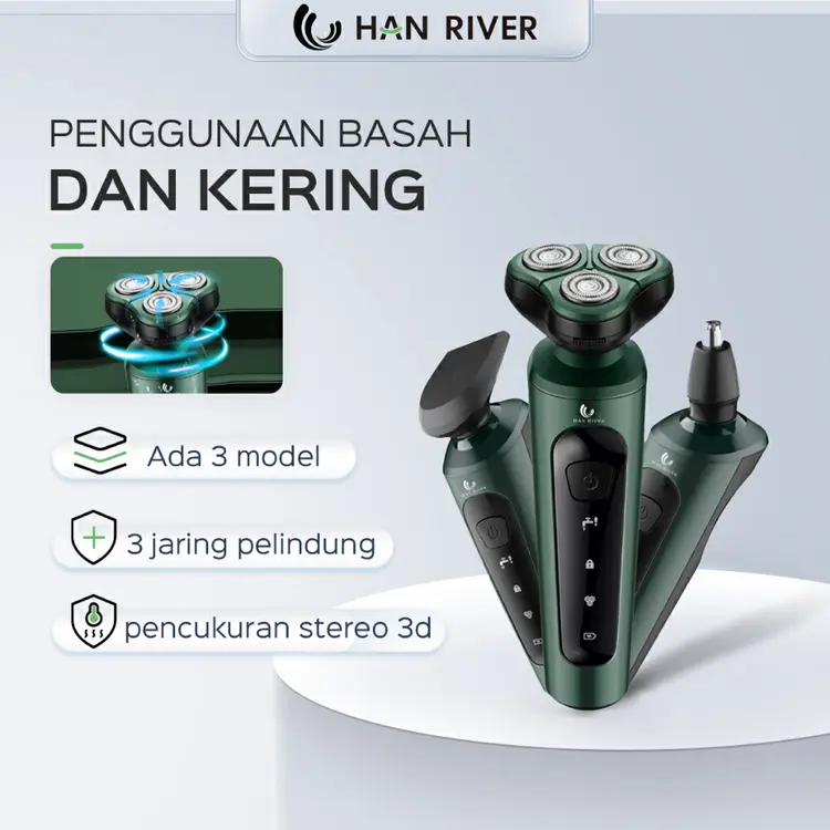 HAN RIVER alat cukur jenggot HRTXD02 Alat cukur rambut elektrik shaver listrik Hitam