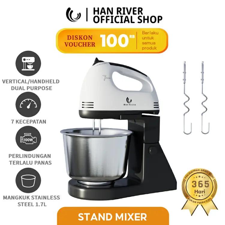 HAN RIVER HRDDQ03WT-Stand mixer roti original asli (Kerusakan transportasi dapat diganti)