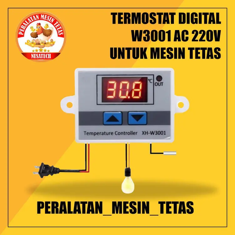 TERBARU Termostat Digital 220V Termostat W3001 AC Untuk Mesin Tetas pengatur suhu Mesin Tetas Telur Full Otomatis